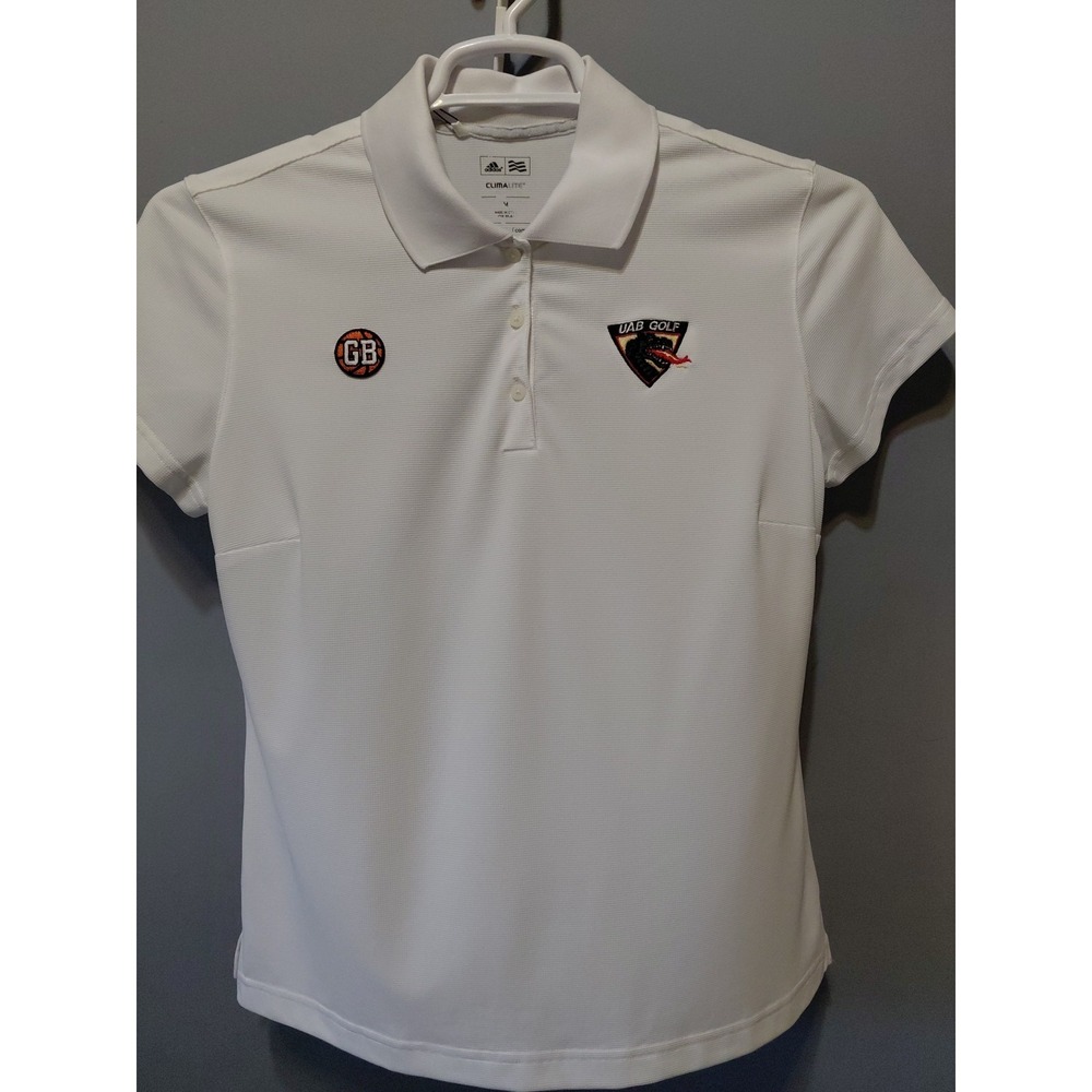 NWT Adidas Golf Tennis Shirt Womens M White UAB Golf Dragon Clima Lite Athletic